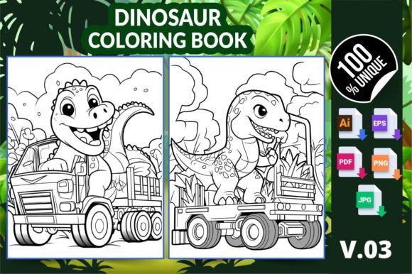 Dinosaur Coloring Book KDP Interior V03: A Versatile Printable for Creators, Educators and Small Business Owners
