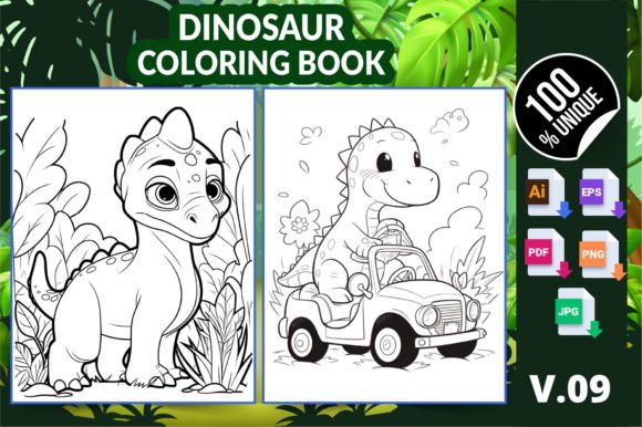 Dinosaur Coloring Book KDP Interior V09 Ideas
