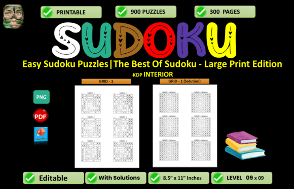 Easy Sudoku Puzzles: The Best of Sudoku in Large Print and Digital Format