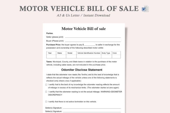 Motor Vehicle Bill of Sale vs. Car Sale Form: Choosing the Right Documentation for Your Vehicle Transaction
