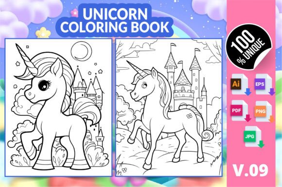 Unicorn Coloring Book KDP Interior V09: Crafting a Profitable Niche Product for Amazon KDP