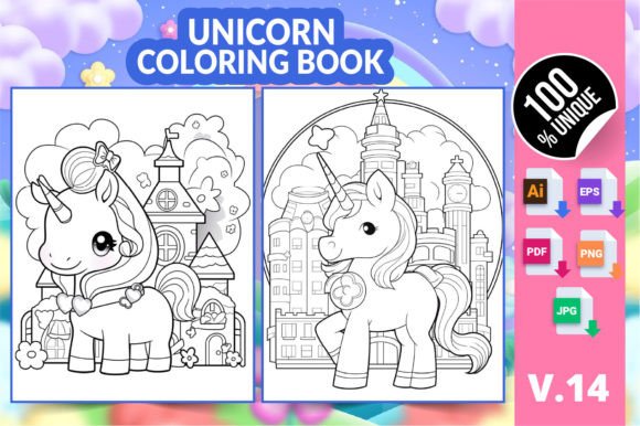 Unicorn Coloring Book KDP Interior V14