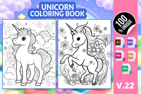 Unicorn Coloring Book KDP Interior V22: A Versatile Creative Resource